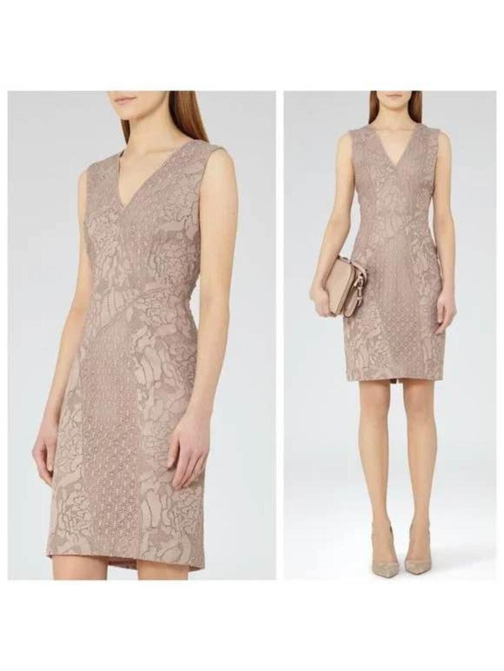 REISS Romy Lace V-Neck Sleeveless Cocktail Dress Size 4, new